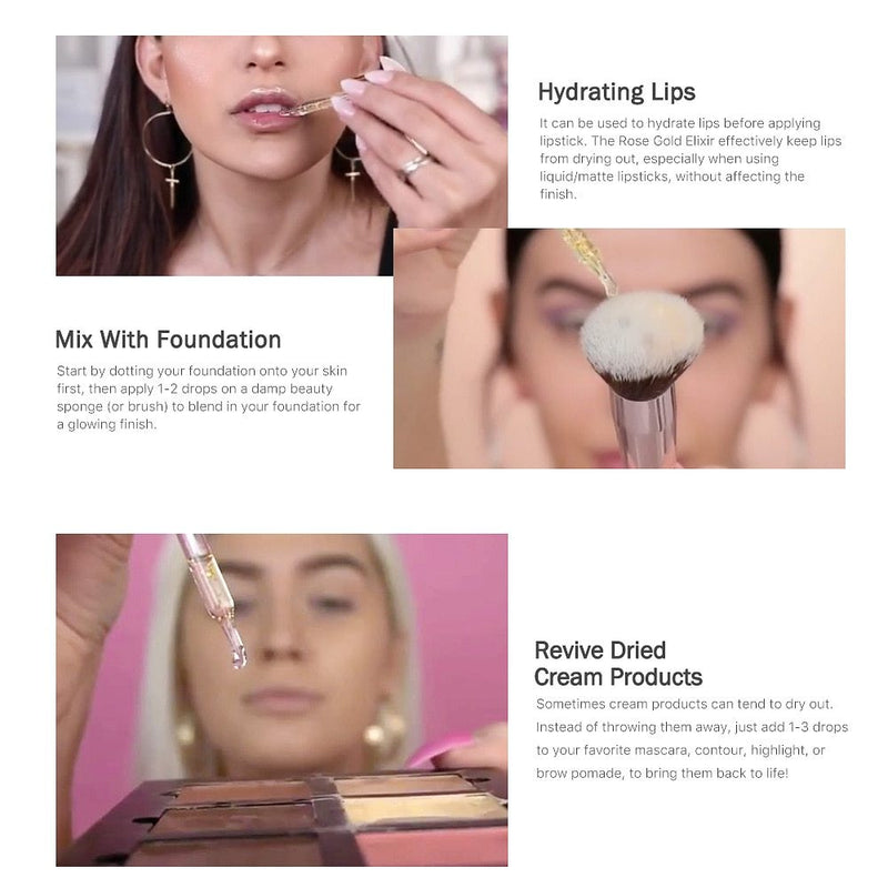 Rose Gold Elixir Skin Makeup Oil For Face Essential Oil Before Primer Foundation Moisturizing Face Oil Anti-aging