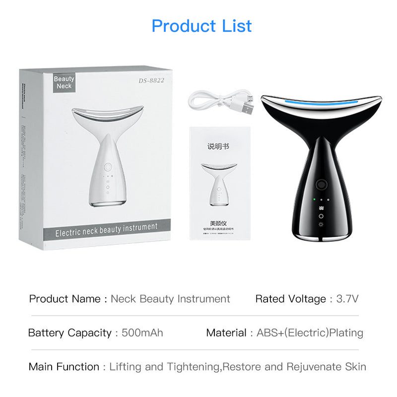 Microcurrent Neck Face Beauty Device With 3 Colors LED Photon Therapy Skin Tighten Reduce Double Chin Face Lifting Devices