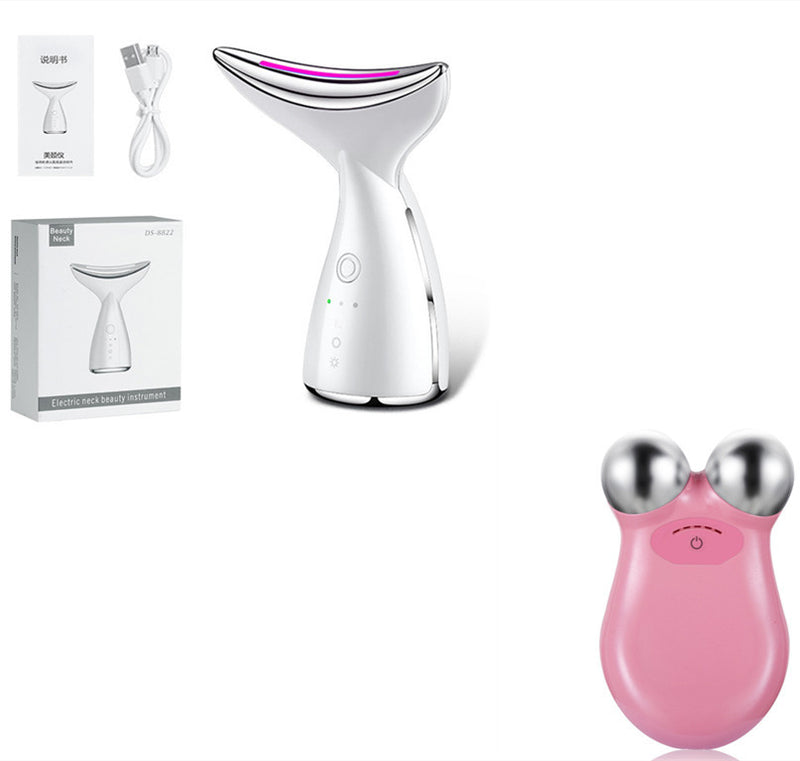 Microcurrent Neck Face Beauty Device With 3 Colors LED Photon Therapy Skin Tighten Reduce Double Chin Face Lifting Devices