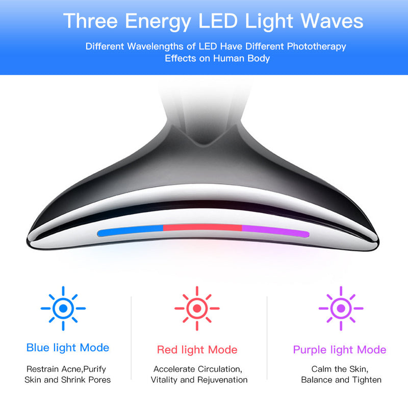 Microcurrent Neck Face Beauty Device With 3 Colors LED Photon Therapy Skin Tighten Reduce Double Chin Face Lifting Devices